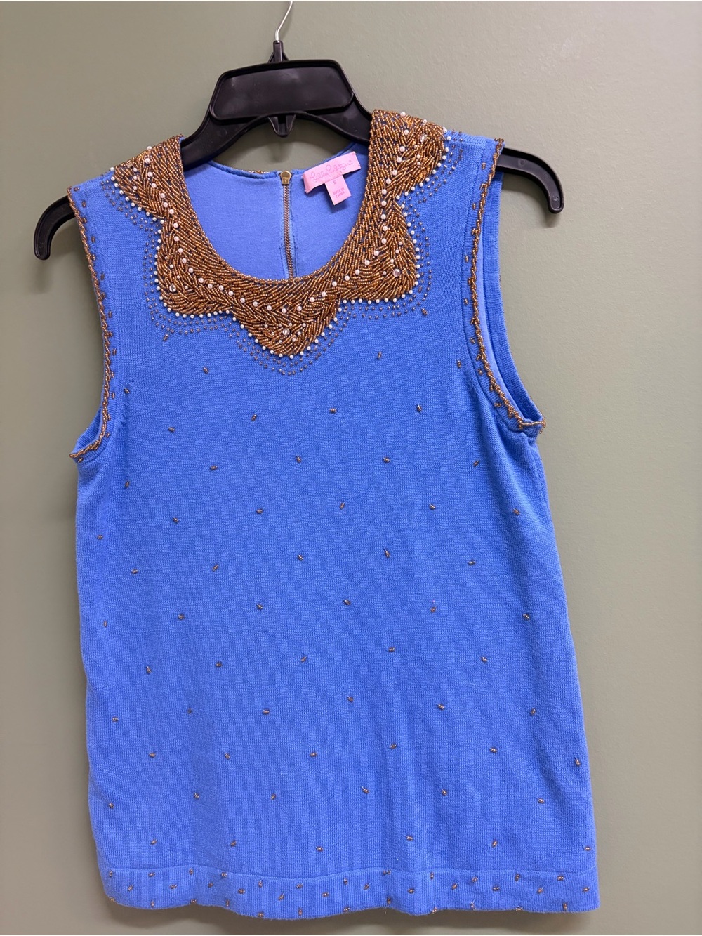 Lily Pulitzer fully lined gold Beaded Sleeveless Knit Top. Size S